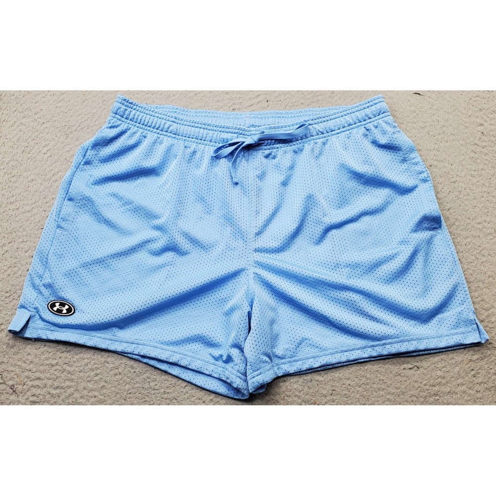 Under Armour Icon Mesh‎ Activewear Shorts Mens XL Blue Slit Stretch Drawstring